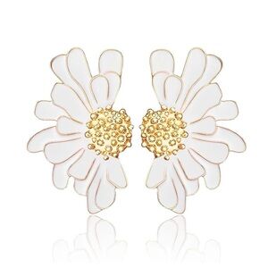 White Daisy Post Statement Earrings